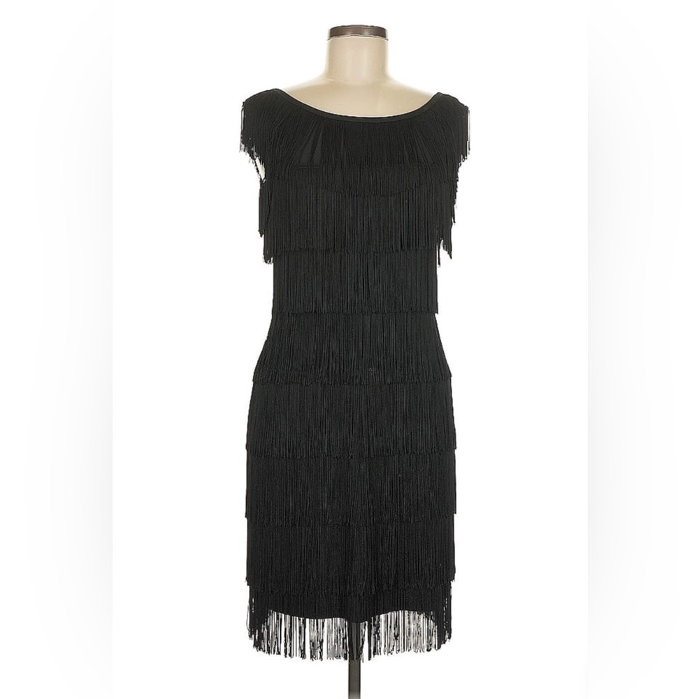 White House Black Market Chic Black Fringe Dress XS
